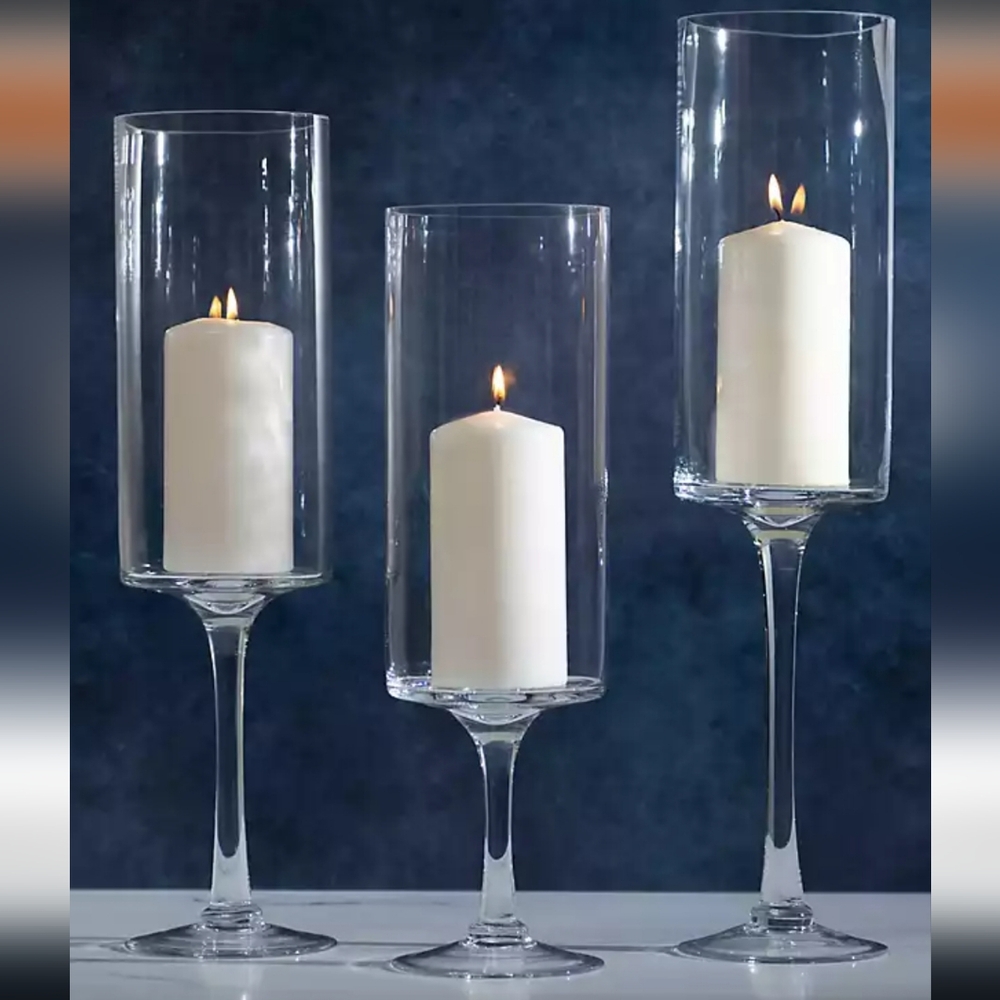 Hurricane Pillar Candle Holders set of 3